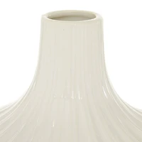 White Ceramic Modern Vase, 13" x 6" x 6"