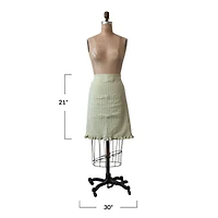 Hello Honey® Natural & Green Striped Cotton Half Apron with Ruffle