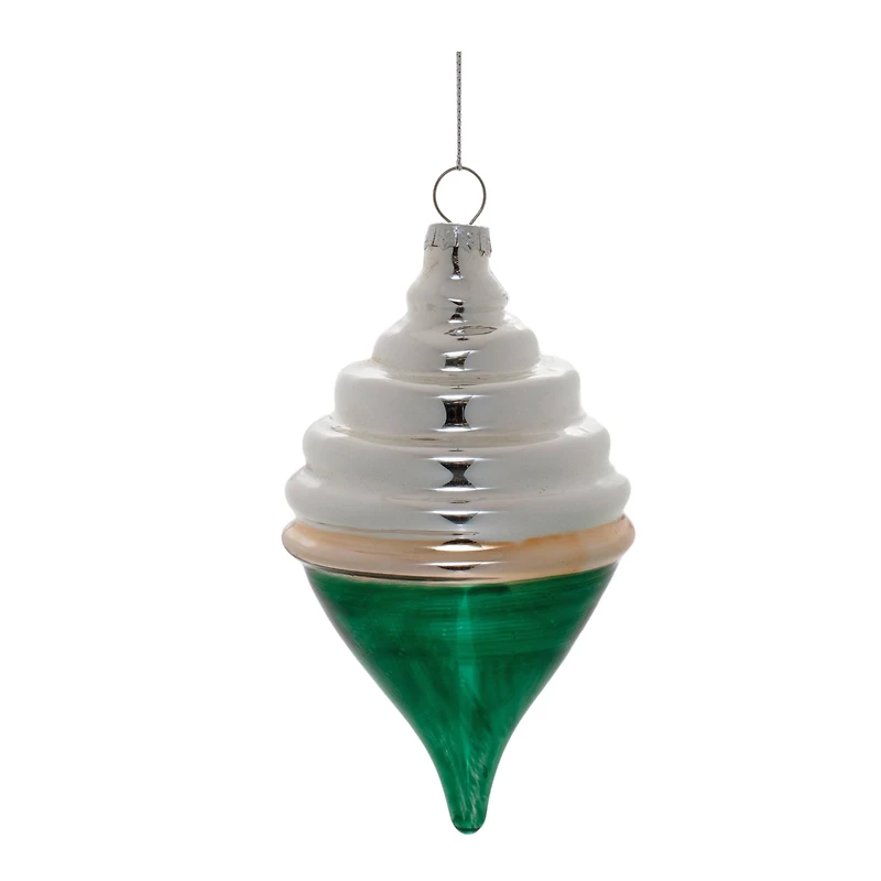 Green Two-Tone Tiered Glass Ornaments Set