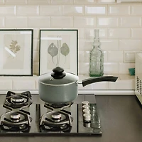 Oster Pallermo Aluminum 1.5qt. Gray Saucepan with Glass Lid