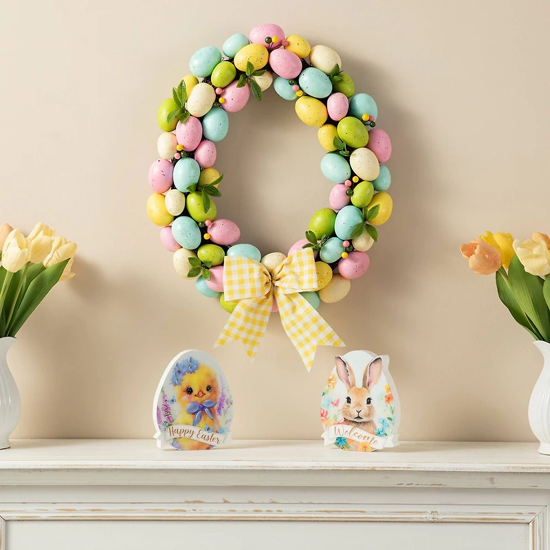 Glitzhome® 18" Easter Egg Shaped Eggs Wreath
