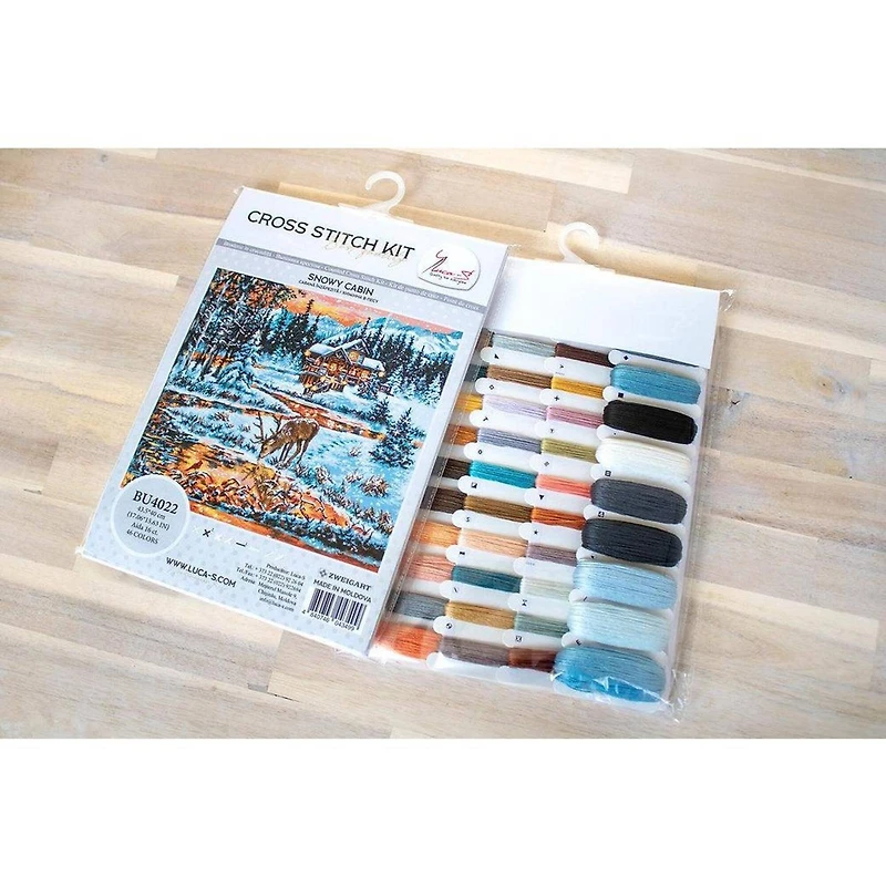 Luca-S Snowy Cabin Counted Cross Stitch Kit