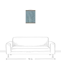 Blue Leaf Sketch 16" x 20" Teak Hanging Canvas