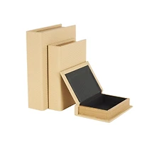 Faux Leather Geometric Woven Grid Book Storage Box Set