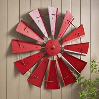Glitzhome® 28.5" Red Metal Wind Spinner Wall Décor