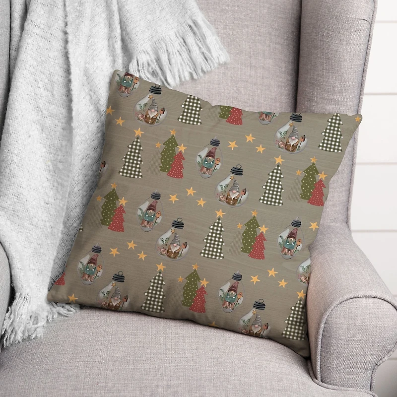 Tree & Globe Pattern Throw Pillow