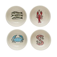 Hello Honey® 4.5" Wax Relief Sea Life Stoneware Bowls Set