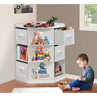 Badger Basket White Corner Cubby Storage Unit With Reversible Baskets