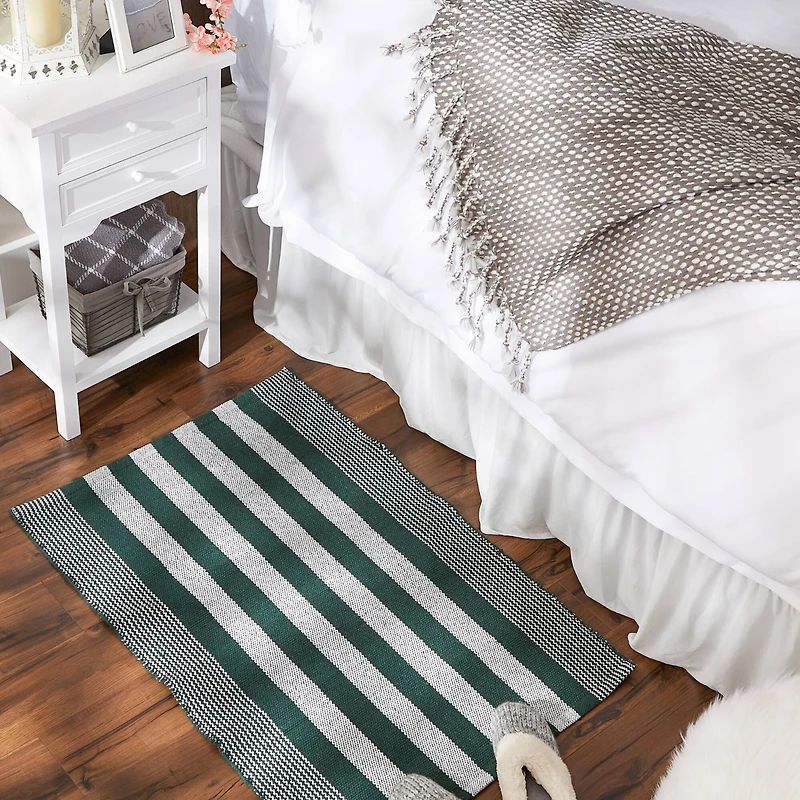 DII® Cabana Stripe Handwoven Recycled Yarn Rug