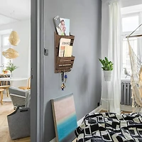 NEX™ Rustic Brown Mail and Key Holder with 4 Hooks