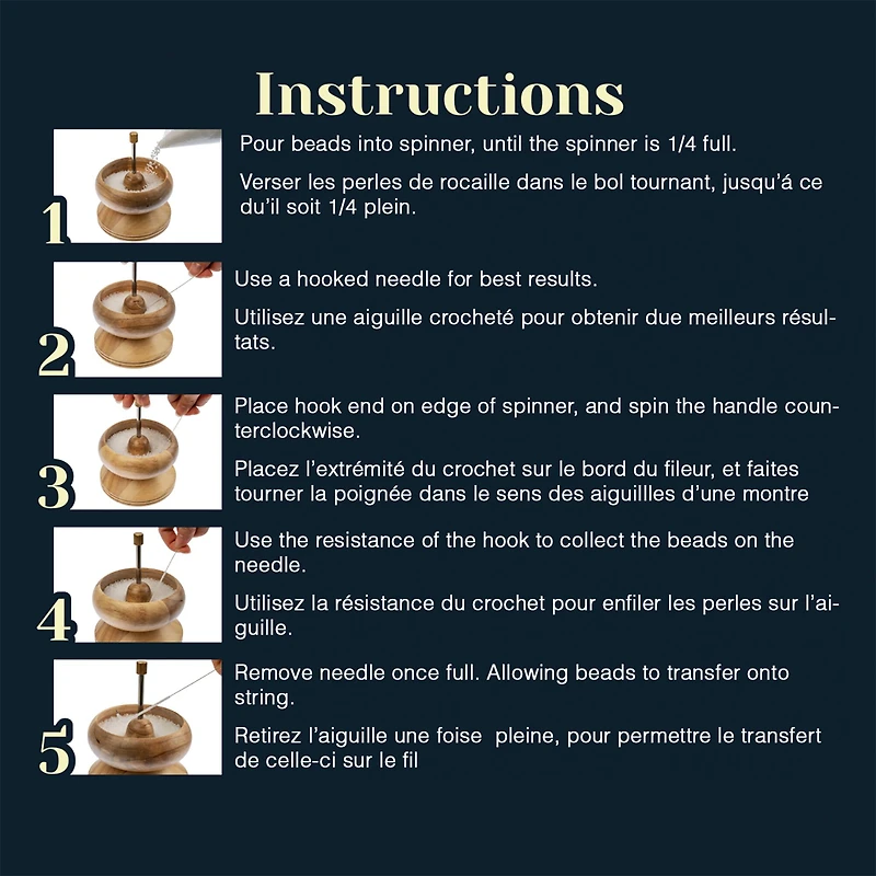 John Bead 4.5" x 5.5" Spin that Bead! Wooden Bead Spinner with 2 Needles