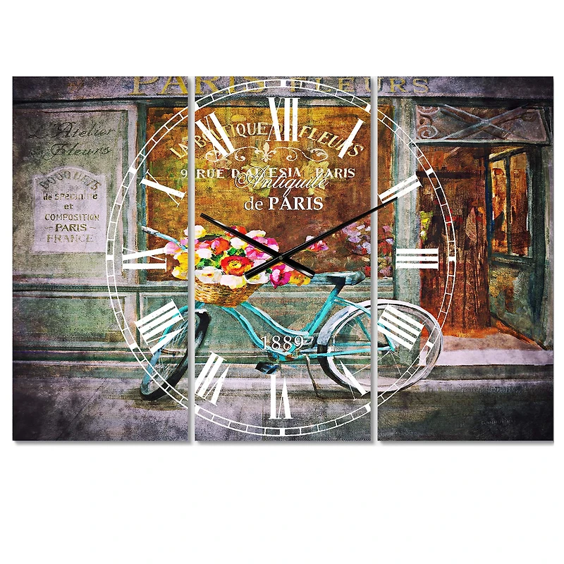Designart 'Paris French Flowershop Traditional Multipanel Wall Clock