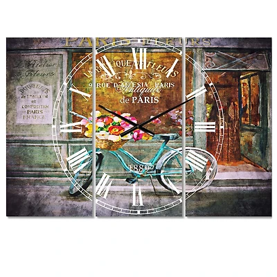 Designart 'Paris French Flowershop Traditional Multipanel Wall Clock