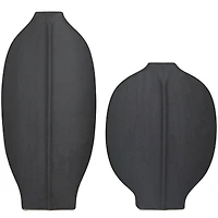 CosmoLiving by Cosmopolitan Black Ceramic Textured Vase Set of 2 18", 13"