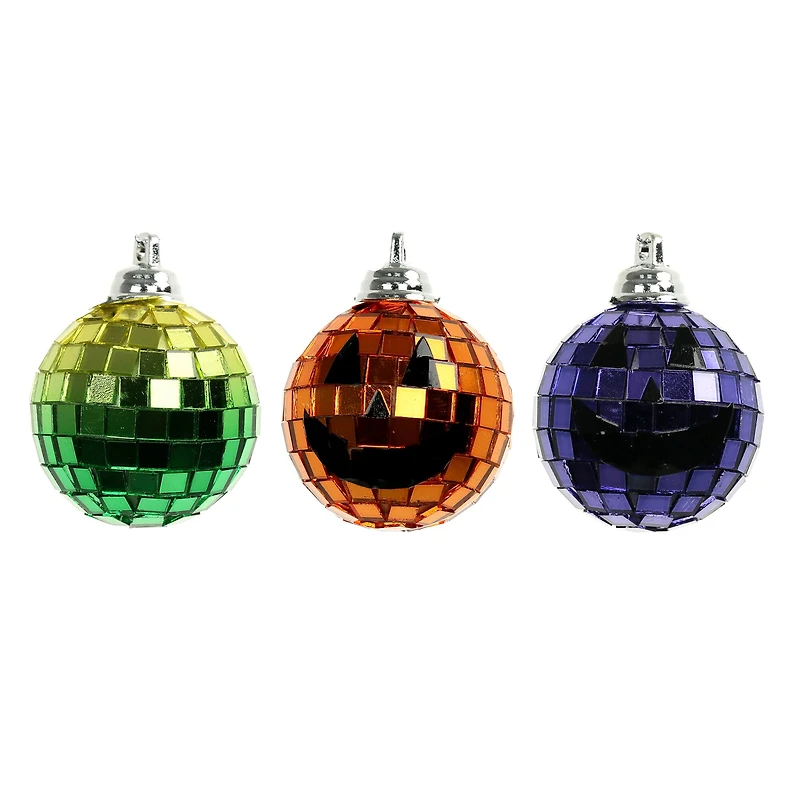 1.5" Green, Orange & Blue Disco Halloween Ball Ornaments, 6ct. by Ashland® 