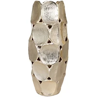 Gold Aluminum Geometric Open Framed Vase with Circular Plates Set