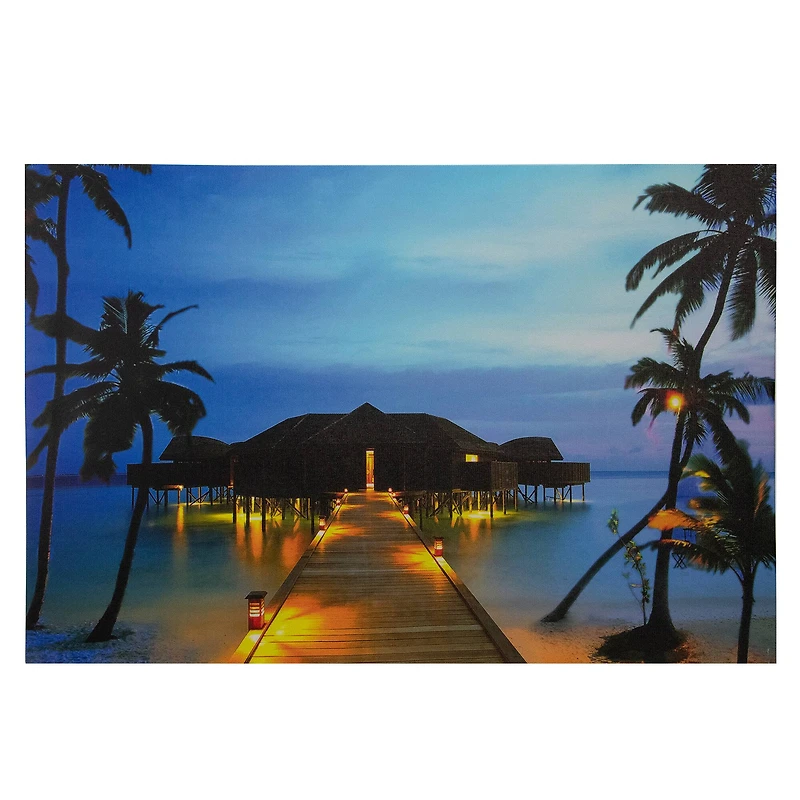LED Tropical Paradise Island Canvas Wall Art