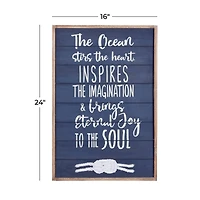 Blue Wood Farmhouse Wall Decor 24" x 16" x 2"