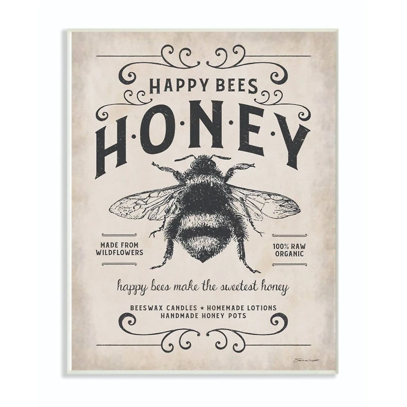 Stupell Industries Honey Bee Rustic Farm Wooden Wall Plaque