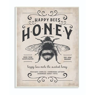 Stupell Industries Honey Bee Rustic Farm Wooden Wall Plaque