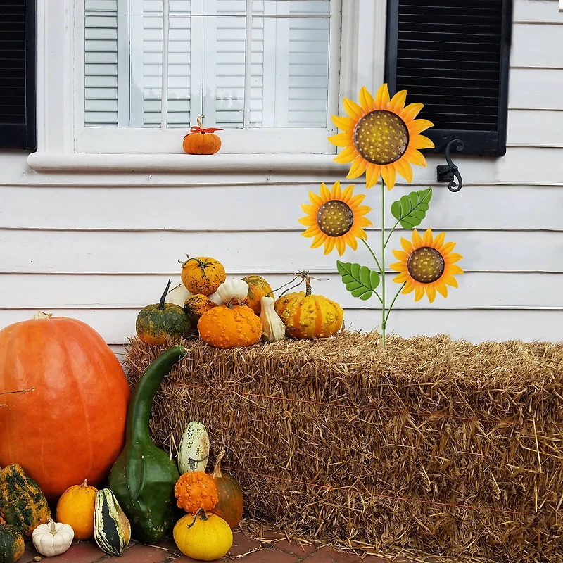 Glitzhome® 48.25" Fall Metal Sunflowers Yard Stake