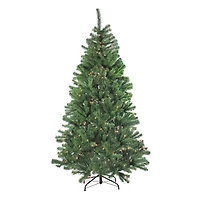 Pre-Lit 4-Piece Winter Spruce Artificial Christmas Tree, Garland & Wreath Set, Clear Lights