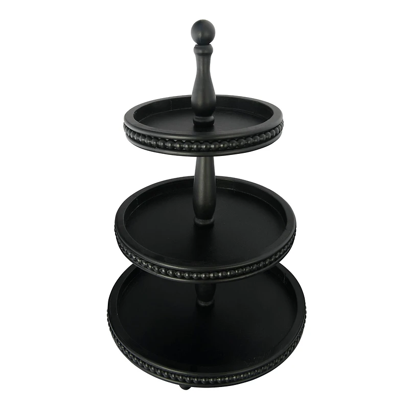 Hello Honey® 25" Black 3-Tier Wood Tray