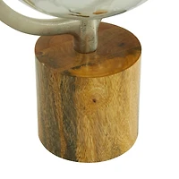 15" Silver Wood Globe