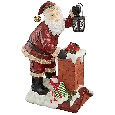 28" Raising The Roof With Santa Claus Statue