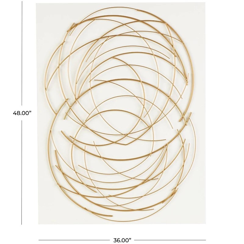 36" x 48" Gold Metal Circle Wall Art with White Wood Backing