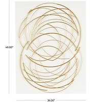 36" x 48" Gold Metal Circle Wall Art with White Wood Backing