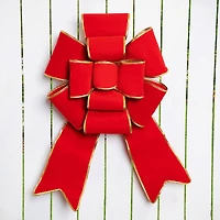 40" Red 3D 11-Loop Velveteen Christmas Bow with Gold Trim