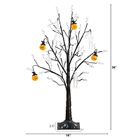 3ft. Pre-Lit Artificial Halloween Pumpkins and Skulls Ornament Tree with 48 Warm White LED Lights