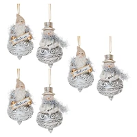 Ornate Santa & Snowman Finial Ornament Set