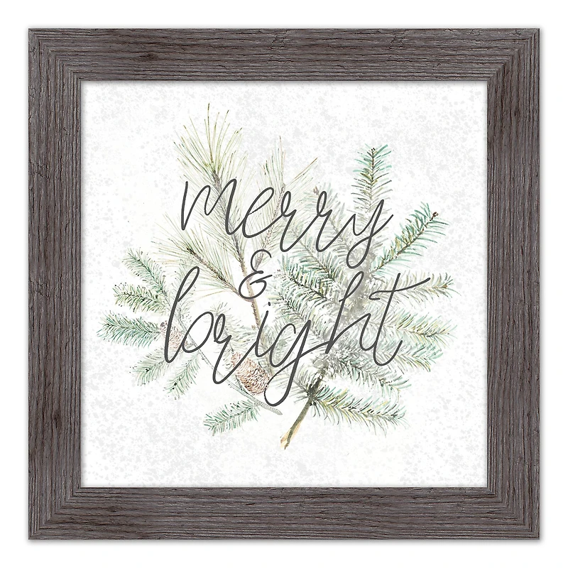 16" Merry & Bright Western Gray Framed Print