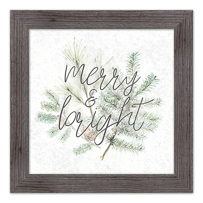 16" Merry & Bright Western Gray Framed Print