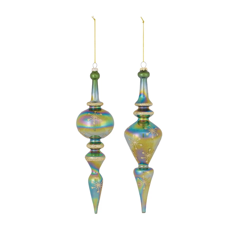 4ct. 13" Iridescent Glass Finial Drop Ornaments