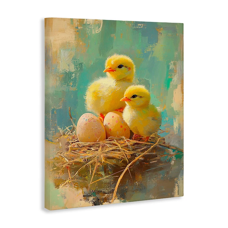 Stupell Industries Easter Chicks & Eggs Canvas Wall Art