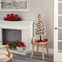 3ft. Pre-Lit Flocked Pencil Artificial Christmas Tree with Clear Lights