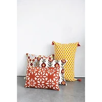 Hello Honey® Floral Pattern Cotton Slub Lumbar Pillow with Tassels