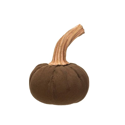 Hello Honey® 5.5" Brown Flocked Pumpkin Accent