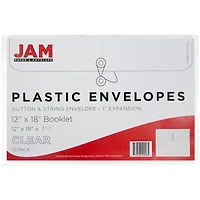 JAM Paper 12" x 18" Clear Plastic Button & String Tie Closure Envelopes, 12ct.