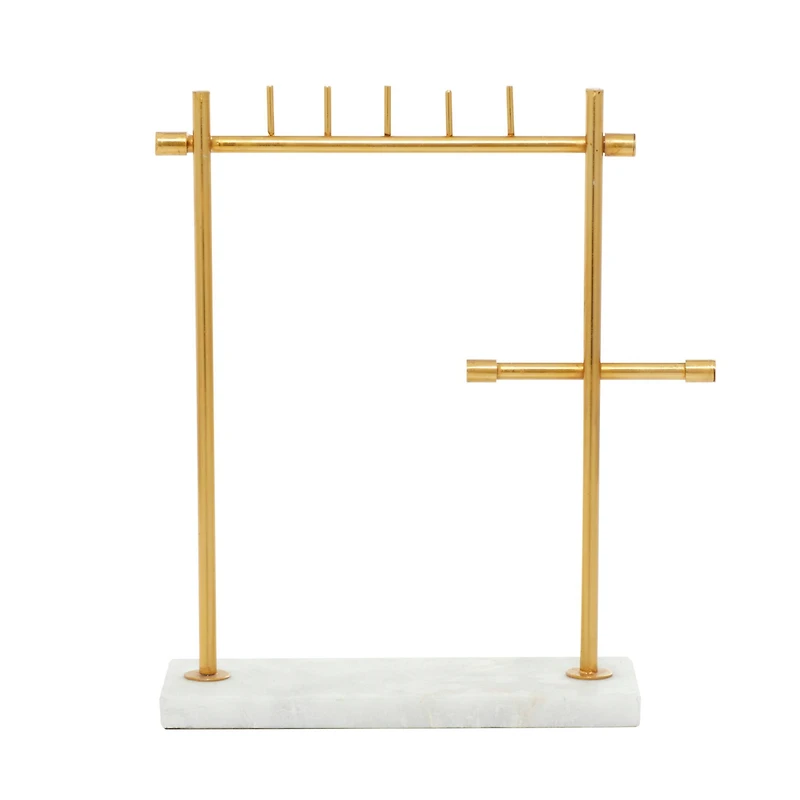 Gold Marble Modern Jewelry Stand, 13" x 12" x 4"