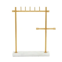 Gold Marble Modern Jewelry Stand, 13" x 12" x 4"