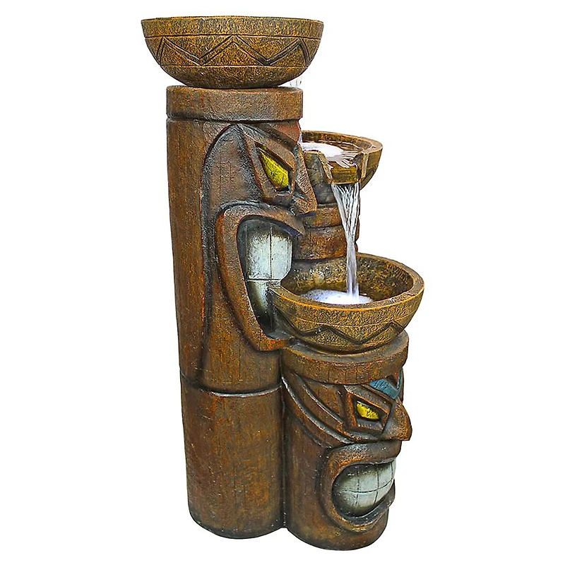 Design Toscano Cascading Aloha Tiki 3-Bowl Garden Fountain