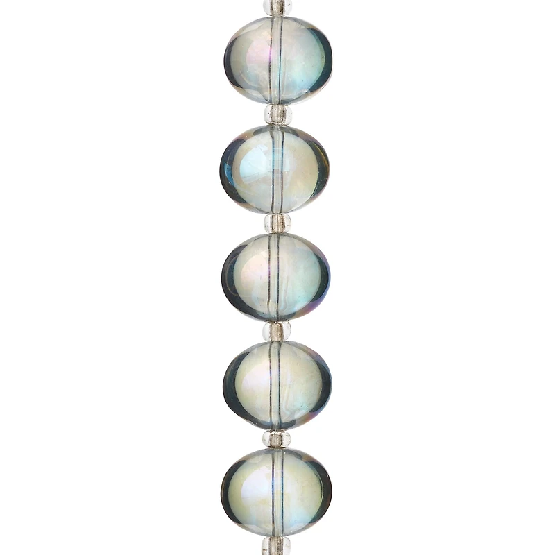 Aqua Luster Glass Medium Oval Beads, 15mm by Bead Landing™