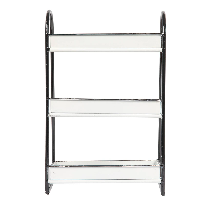 Hello Honey® 15.4" Distressed White 3-Tier Metal Tray with Black Frame