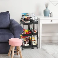 Black 3-Tier Slim Storage Kitchen Cart Set