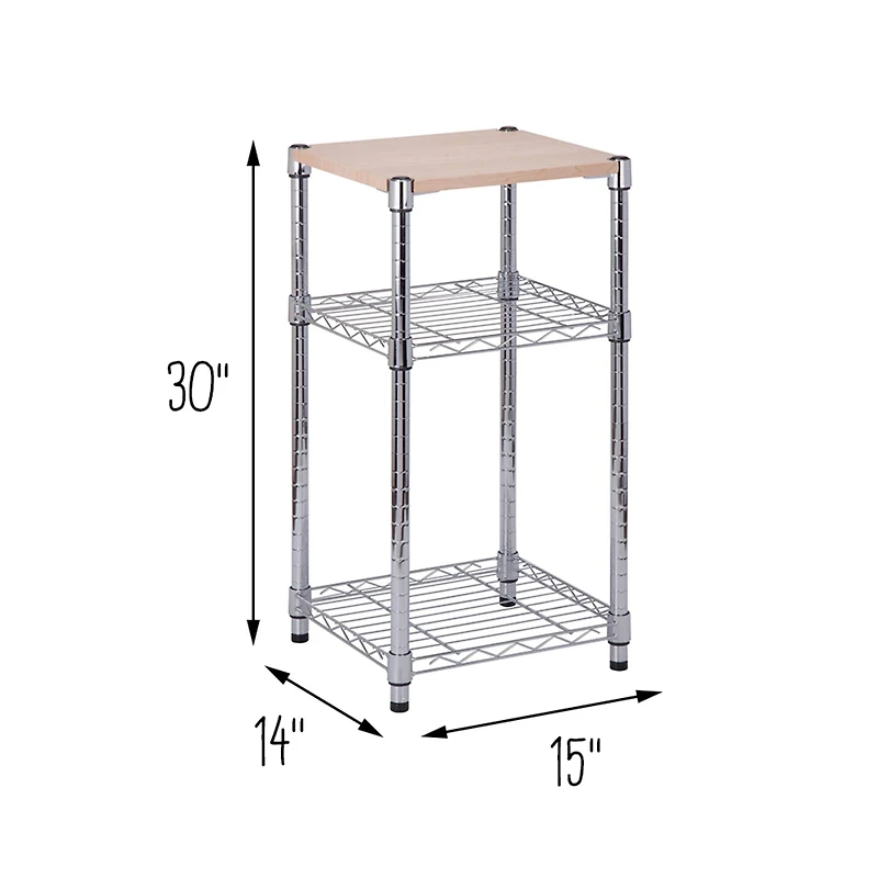 Honey Can Do Chrome & Wood 3-Tier Shelving