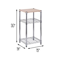 Honey Can Do Chrome & Wood 3-Tier Shelving